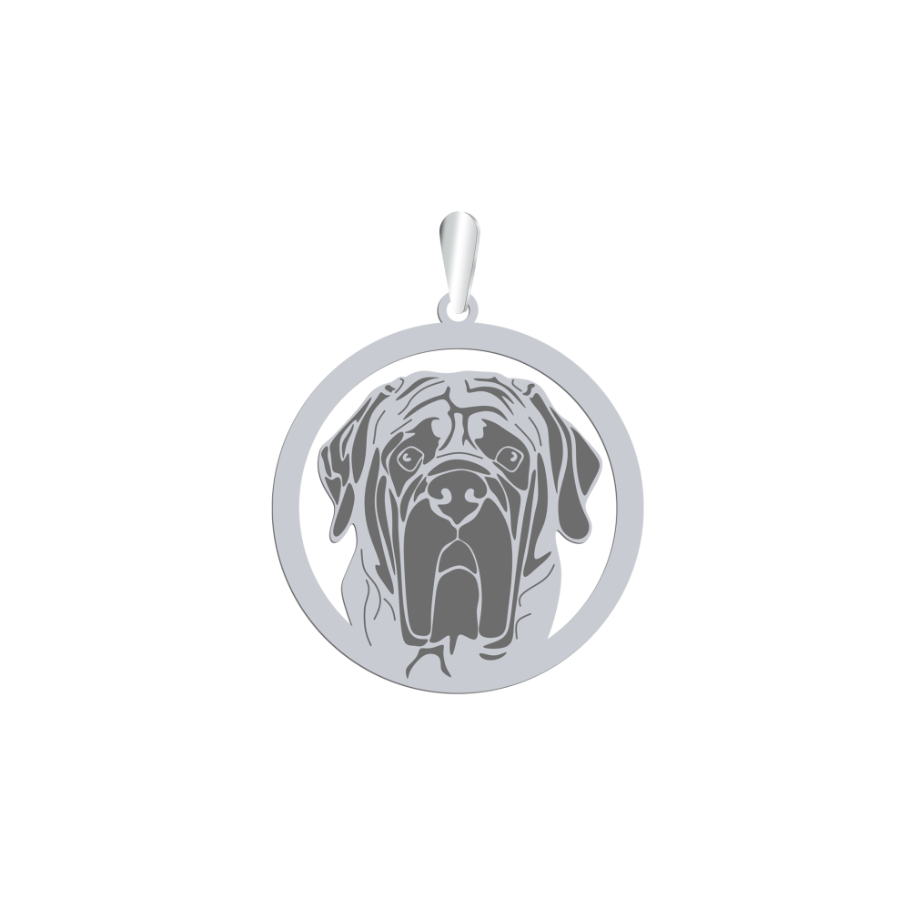 Silver English Mastiff engraved pendant - MEJK Jewellery