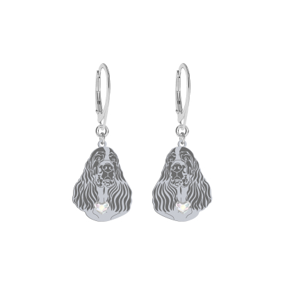 Silver English Springer Spaniel earrings, FREE ENGRAVING - MEJK Jewellery