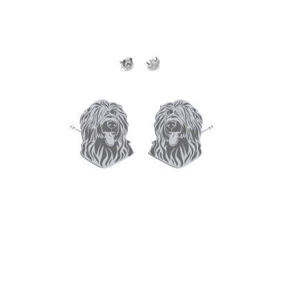 Kolczyki Owczarek Francuski (Briard) srebro platynowane pozłacane - MEJK Jewellery