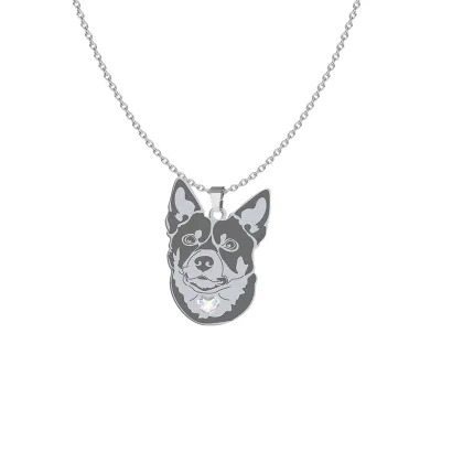 Silver Australian Kelpie engraved necklace with a heart - MEJK Jewellery