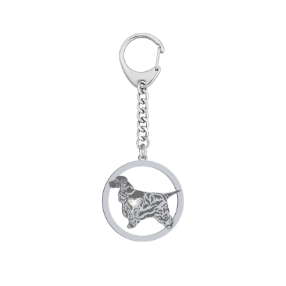Silver English Cocker Spaniel keyring, FREE ENGRAVING - MEJK Jewellery
