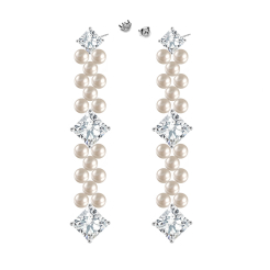 Ślubne kolczyki z perłami cyrkoniami srebro