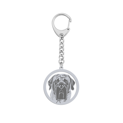Silver English Mastiff keyring, FREE ENGRAVING - MEJK Jewellery