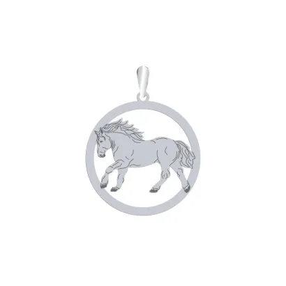 Silver Percheron Horse pendant, FREE ENGRAVING - MEJK Jewellery