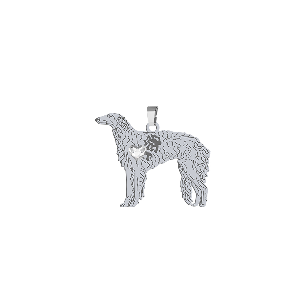 Zawieszka z psem grawerem Chart Rosyjski srebro - MEJK Jewellery