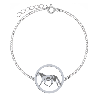 Silver American Paint Horse bracelet, FREE ENGRAVING - MEJK Jewellery