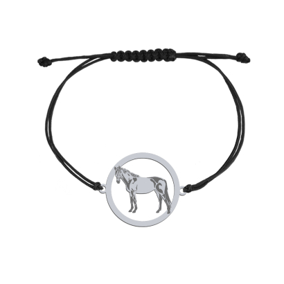 Silver Trakehner Horse string bracelet, FREE ENGRAVING - MEJK Jewellery