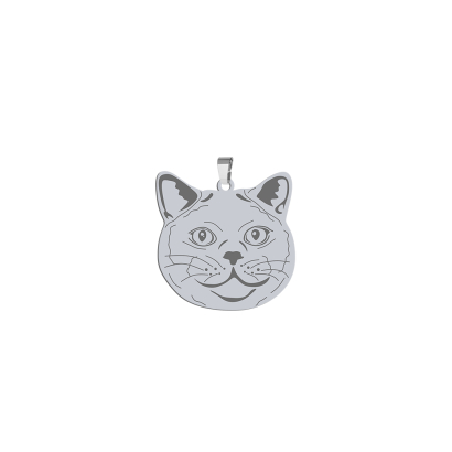 Silver British Shorthair Cat pendant, FREE ENGRAVING - MEJK Jewellery