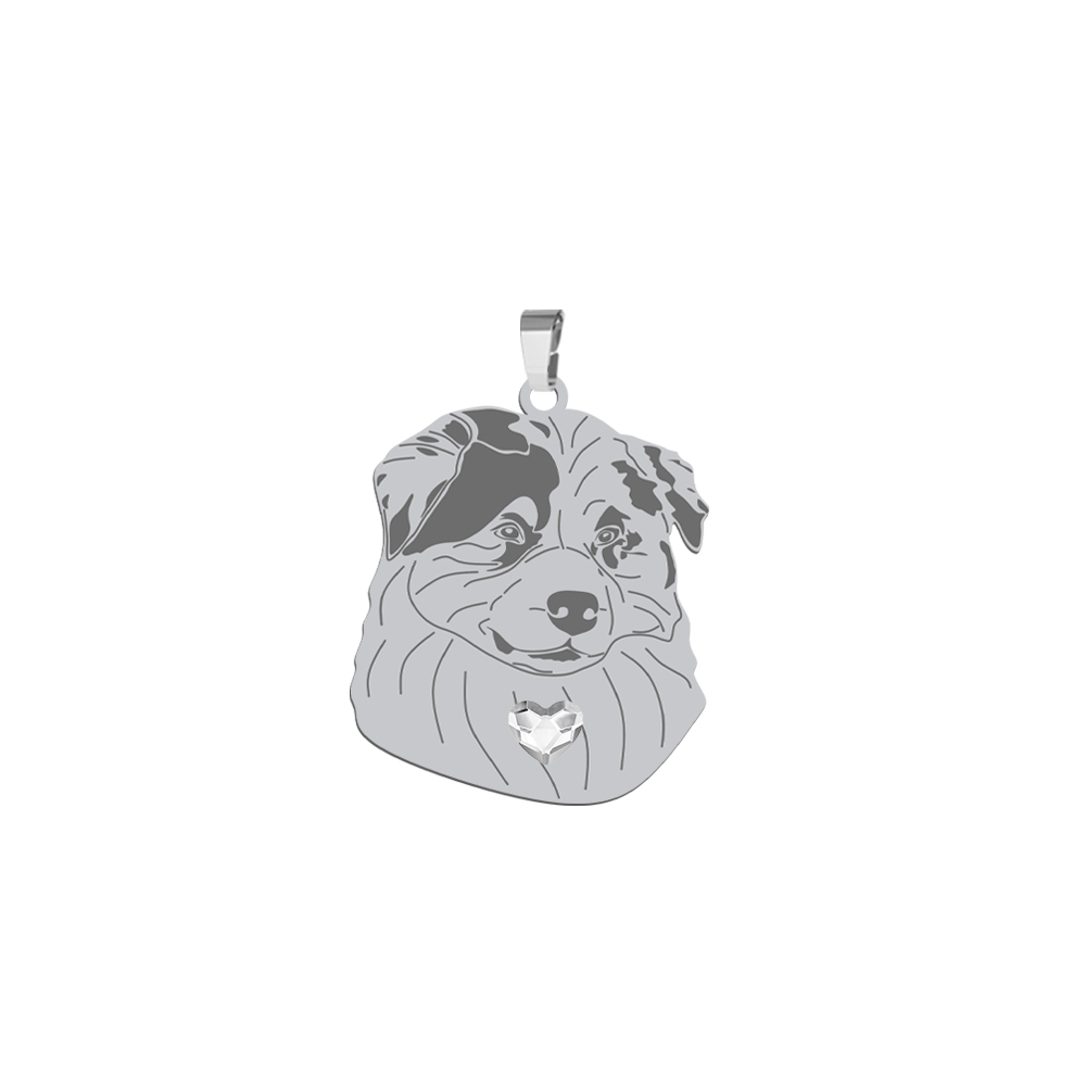 Silver Australian Shepherd pendant, FREE ENGRAVING - MEJK Jewellery