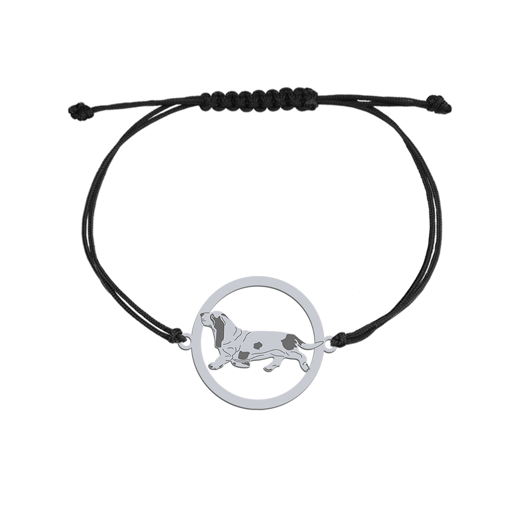 Silver Basset engraved string bracelet - MEJK Jewellery