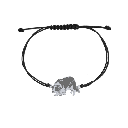 Silver Border Collie string bracelet, FREE ENGRAVING - MEJK Jewellery