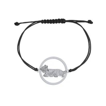 Bransoletka z psem Skye Terrier srebro sznurek GRAWER GRATIS - MEJK Jewellery
