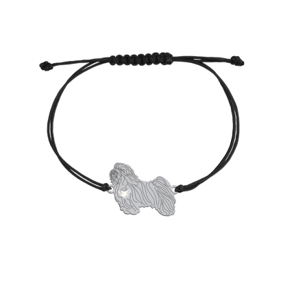 Silver Havanese string bracelet with a heart, FREE ENGRAVING - MEJK Jewellery