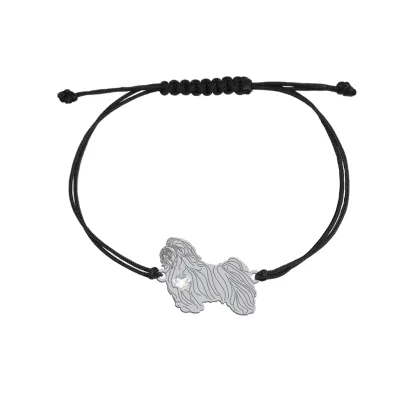 Silver Havanese string bracelet with a heart, FREE ENGRAVING - MEJK Jewellery