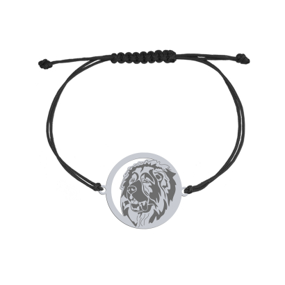 Bransoletka z grawerem psem Caucasian Shepherd Dog srebro sznurek - MEJK Jewellery