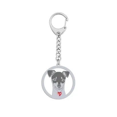 Silver Japanese Terrier engraved keyring - MEJK Jewellery