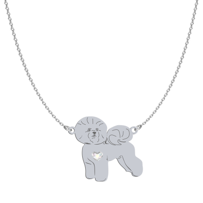 Silver Bichon Frise necklace with a heart - MEJK Jewellery
