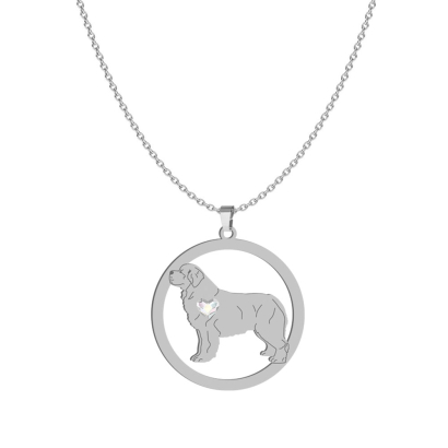 Silver Newfoundland engraved necklace with a heart - MEJK Jewellery