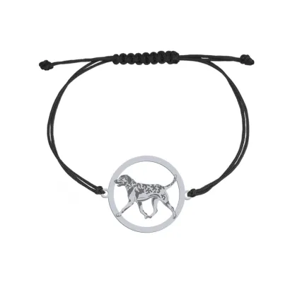 Srebrna bransoletka Chesapeake Bay Retriever sznurek GRAWER GRATIS - MEJK Jewellery