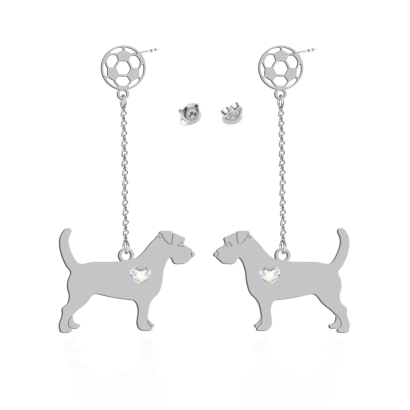 Silver Long-haired Jack Russell Terrier engraved earrings - MEJK Jewellery