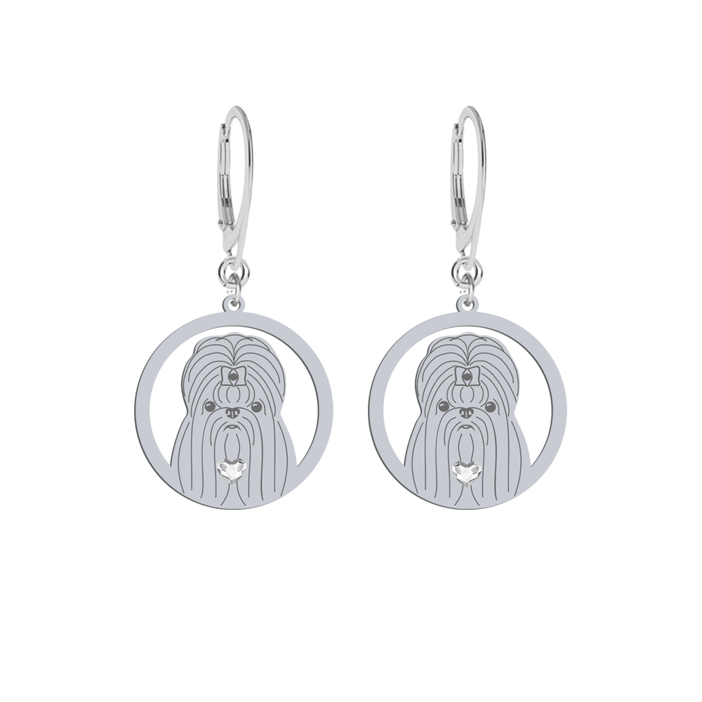 Silver Shih tzu earrings, FREE ENGRAVING - MEJK Jewellery
