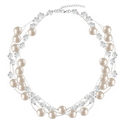 Naszyjnik  perła szklana kryształy biżuteria ślubna