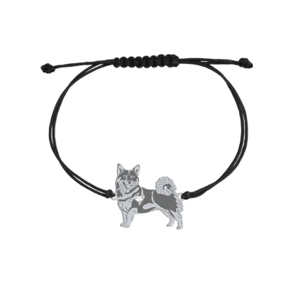 Bransoletka srebrna Swedish Vallhund sznurek GRAWER GRATIS - MEJK Jewellery
