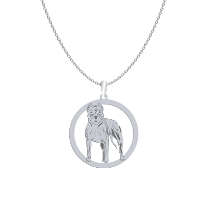 Silver American Pitbull Terrier engraved necklace - MEJK Jewellery