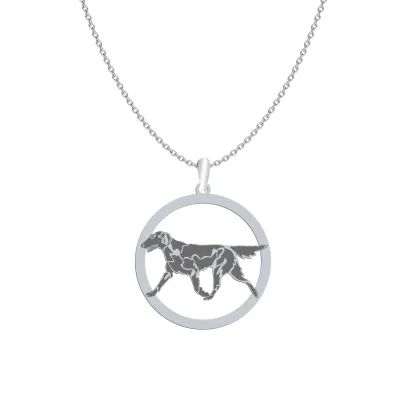 Silver Flat Coated Retriever engraved necklace - MEJK Jewellery