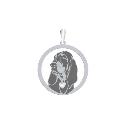 Silver Petit Bleu de Gascogne pendant with a heart, FREE ENGRAVING - MEJK Jewellery