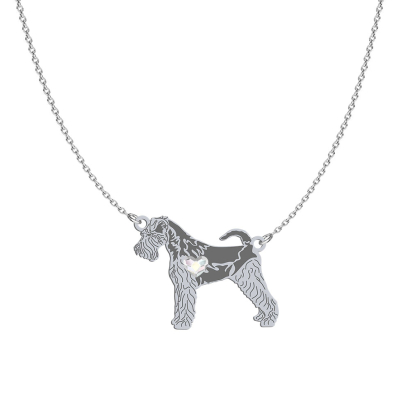 Silver Welsh Terrier engraved necklace with a heart - MEJK Jewellery