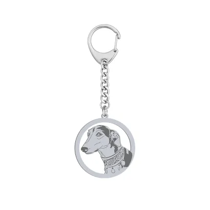 Silver Polish Greyhound keyring, FREE ENGRAVING - MEJK Jewellery