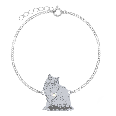 Silver Siberian Cat bracelet, FREE ENGRAVING - MEJK Jewellery
