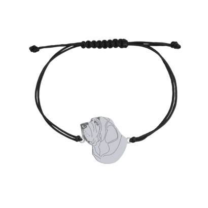 Silver Spanish Mastiff string bracelet, FREE ENGRAVING - MEJK Jewellery