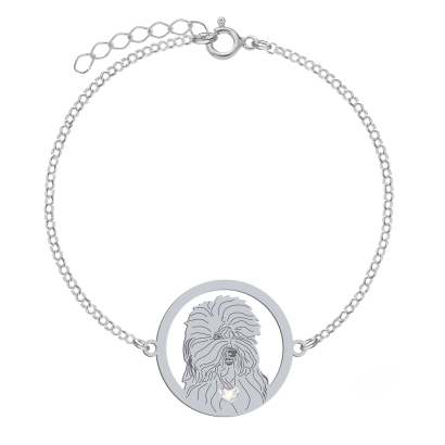 Bransoletka Owczarek Staroangielski (Bobtail) srebro platynowane pozłacane GRAWER GRATIS- MEJK Jewellery