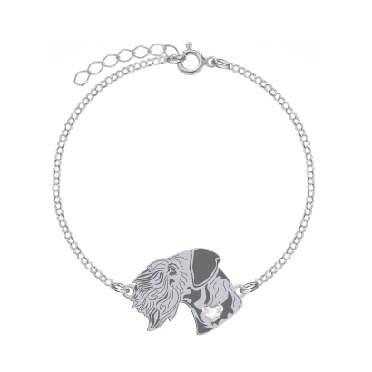 Silver Cesky Terrier engraved bracelet with a heart - MEJK Jewellery