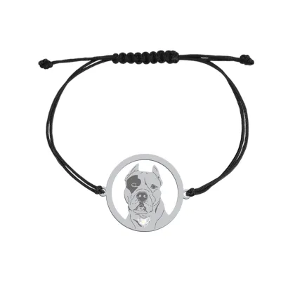 Silver Dogo Argentino string bracelet, FREE ENGRAVING - MEJK Jewellery