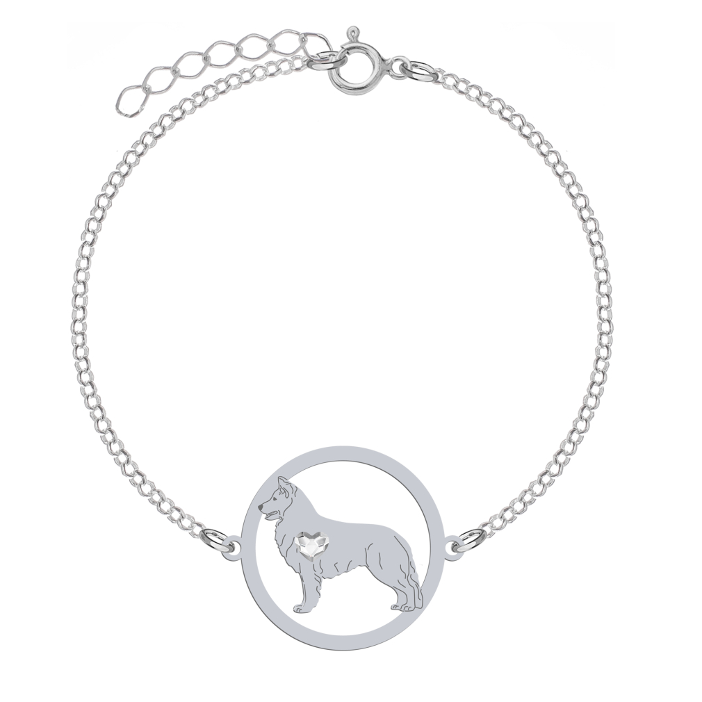 Silver White Swiss Shepherd engraved bracelet - MEJK Jewellery