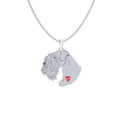 Silver Sealyham Terrier engraved necklace with a heart - MEJK Jewellery