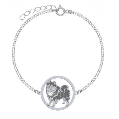 Silver Finnish Lapphund engraved bracelet with a heart - MEJK Jewellery