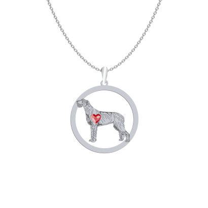 Silver  Irish Wolfhound  engraved necklace with a heart - MEJK Jewellery
