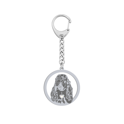 Silver Gordon Setter keyring with a heart, FREE ENGRAVING - MEJK Jewellery