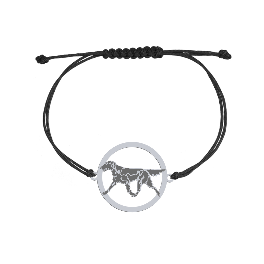 Silver Flat Coated Retriever string bracelet, FREE ENGRAVING - MEJK Jewellery