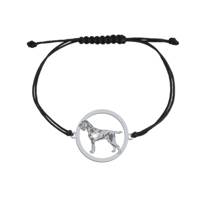 Bransoletka z psem German Wirehaired Pointer srebro sznurek GRAWER GRATIS - MEJK Jewellery