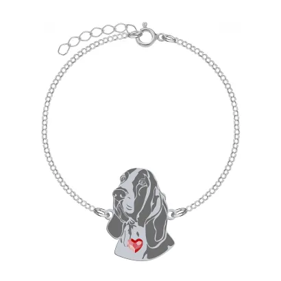 Silver Bracco Italiano engraved bracelet with a heart - MEJK Jewellery