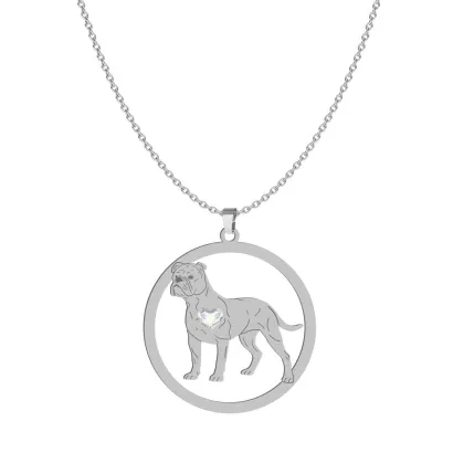 Silver Continental Bulldog engraved necklace with a heart - MEJK Jewellery