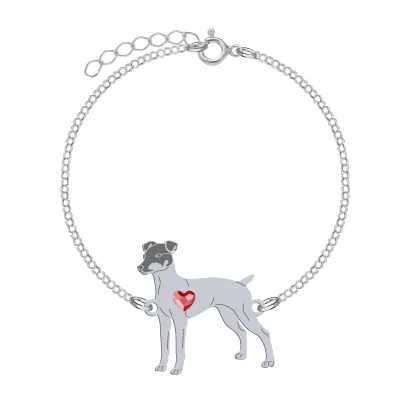 Bransoletka z sercem psem Terrier Japoński srebro GRAWER GRATIS - MEJK Jewellery