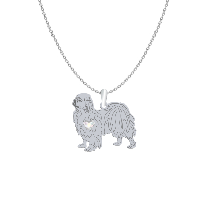Silver Tibetan Spaniel engraved necklace with a heart -  MEJK Jewellery