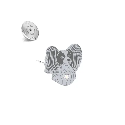 Wpinka z psem Papillon srebro - MEJK Jewellery