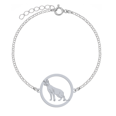 Silver Oriental Shorthair bracelet, FREE ENGRAVING - MEJK Jewellery